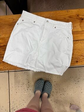 American Eagle White Denim Mini Skirt